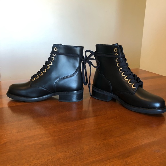 SANDRO PARIS | Lace up leather combat biker boot - Picture 9 of 12